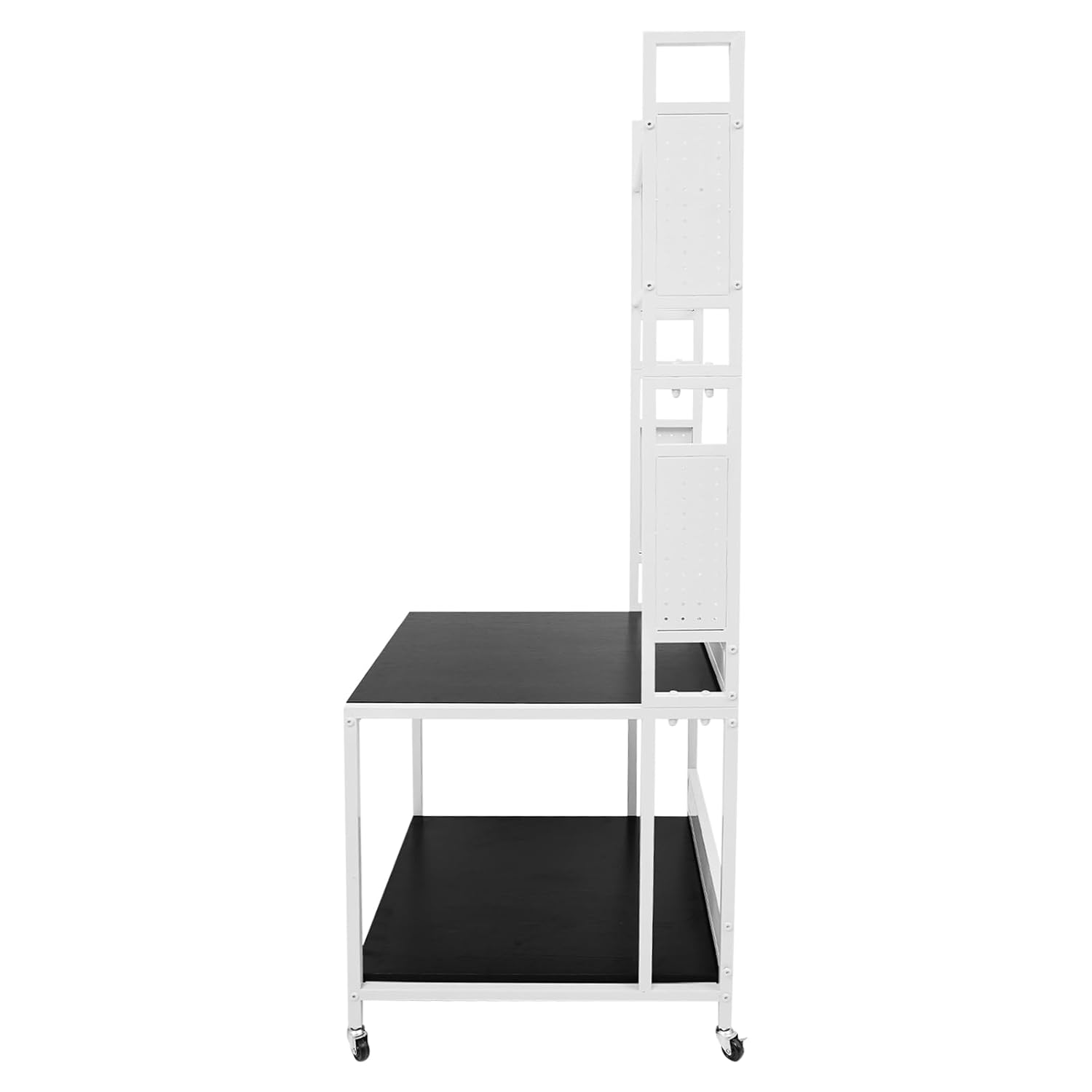 3D Printer Stand with Filaments Storage, 2-Tier 3D Printer Table Cart Desk with Wheels for Workshop Studio Office, 23.6' X 23.6' X 69', 110lbs Capacity (White)