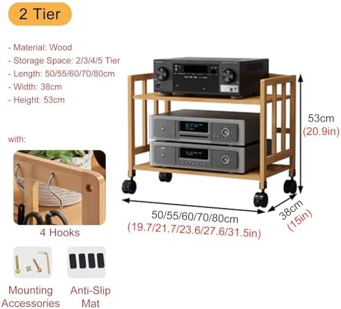 Wooden Audio Cabinet Stand - Movable Turntable Holder & Stereo Rack Tower for Living Room & Office Storage, Stylish Home Furniture Organizer