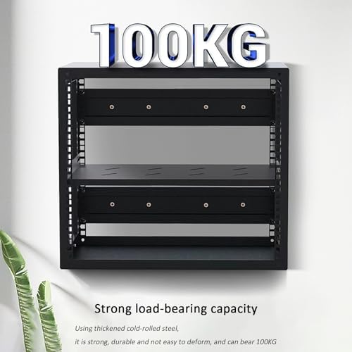 Wall Mounted Audio Rack, Steel AV Media Stand, Floating Stereo Cabinet, Adjustable 2-Tier Media Storage with Shelves, DVD Component Shelf (50.9x40x27.35cm)