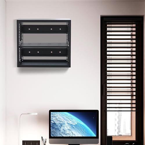 Wall Mounted AV Media Stand - Steel Audio Rack, Floating Stereo Cabinet, Adjustable 2-Tier Media Storage Shelf for DVD Components (50.9x40x27.35cm)