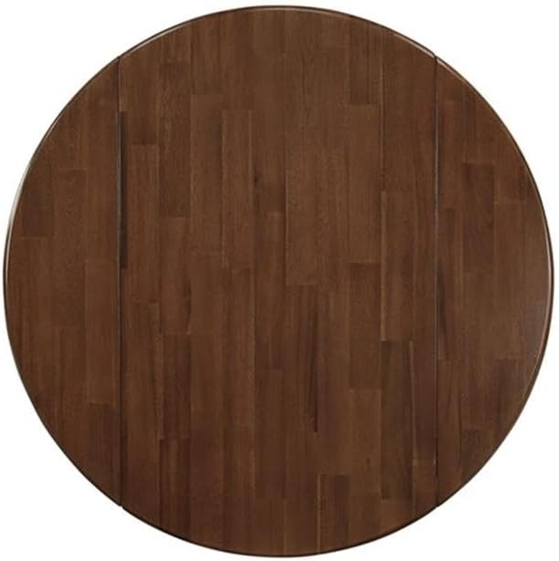 East West Furniture DLSI3-AWA-04 3 Piece Dining Set Contains a Round Kitchen Table with Dropleaf and 2 Upholstered Parson Chairs, 42x42 Inch, Antique Walnut