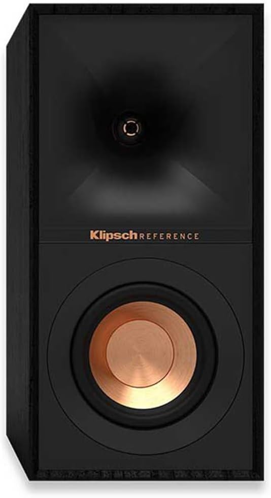 Klipsch Reference Next-Generation R-40M Horn-Loaded Bookshelf Speakers with 4' Spun-Copper Woofers for Best-in-Class Home Theater Sound in Black
