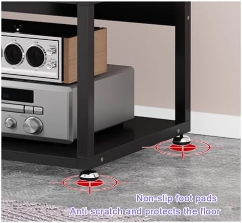 Heavy Duty AV Component Rack - 3 Tier Audio Stand for Amplifiers, Stereo Receivers & Turntables, Home Theater Media Storage, Black, 50x40x48.5CM