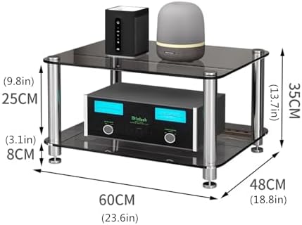 Corner AV Rack Stand - Small Media Cabinet for Audio Equipment & Stereo - Stylish Audio-Video Shelving, Compact AV Cabinet for Home Entertainment & Media Storage