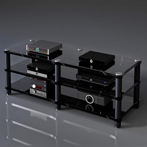 Modern Portable Media Storage Rack with Cable Management for HiFi Audio Equipment - Entertainment Stereo Components Cabinet (Single Layer, D)