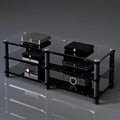 Modern Portable Media Storage Rack with Cable Management for HiFi Audio Equipment - Entertainment Stereo Components Cabinet (Single Layer, D)