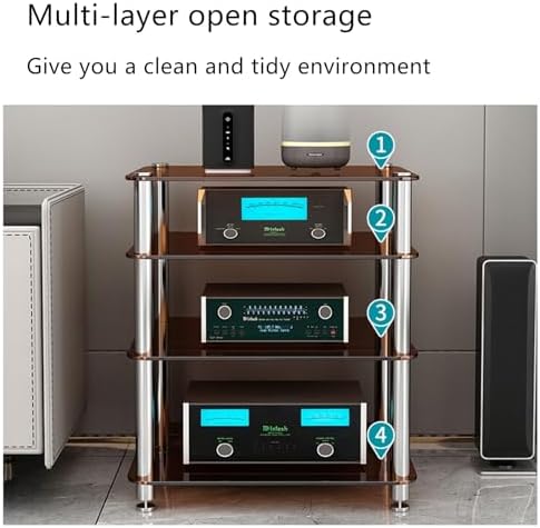 Corner AV Rack Stand - Small Media Cabinet for Audio Equipment & Stereo - Stylish Audio-Video Shelving, Compact AV Cabinet for Home Entertainment & Media Storage