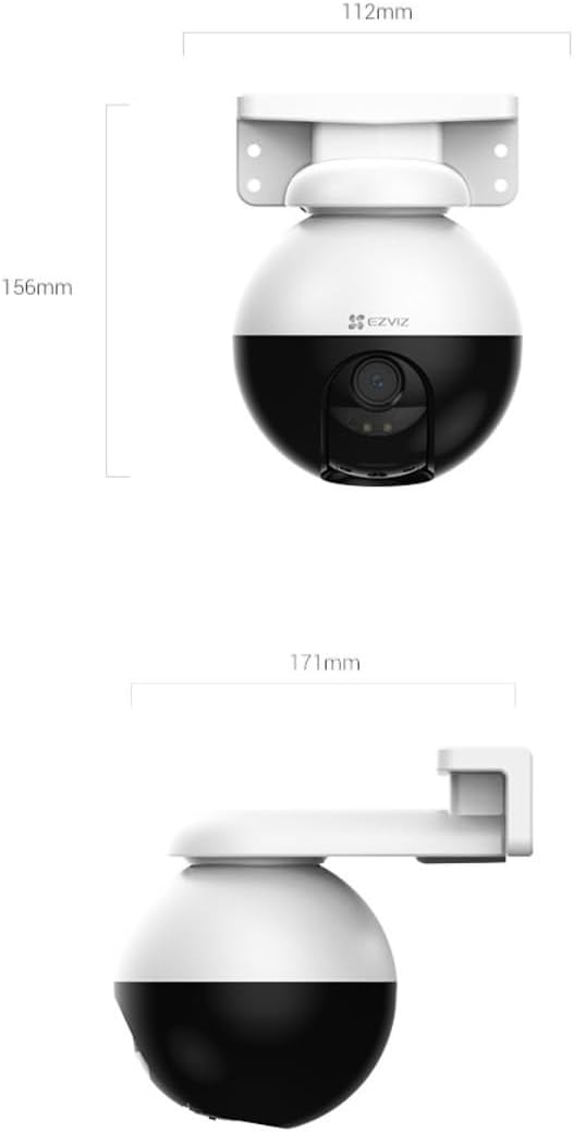 EZVIZ Outdoor Auto-Tracking Camera, 3K, 12 Pre-Set dots Tracking,360° Visual Coverage, Waterproof, Color Night Vision, AI-Powered Person and Vehicle Detection,Two-Way Talk| C8W Pro 3K (6mm)