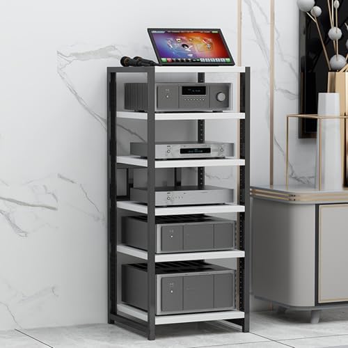 Black Stereo Rack and Stand, HiFi Audio Rack Cabinet, AV Media Stand, Media Rack for Home Theater, Durable Audio-Video Shelving, Stylish Stereo Cabinet.