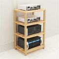 3 Tier AV Media Stand - Adjustable Record Player & DVD/CD Audio Rack - Entertainment Stereo Storage Cabinet, Wooden Console Shelf, Space-Saving Design for Home Theater & Living Room