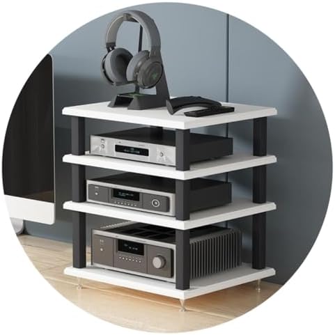 Stylish Multi-Layer Audio Cabinet - Floor-Standing AV Equipment Rack & Record Player Stand - Modern Entertainment Media Unit for Home Theater & Functional Storage Solutions