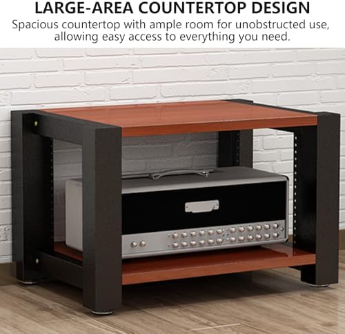 3-Tier Stereo Rack Stand, Adjustable AV Media Shelf, Reinforced Steel Audio Equipment Storage with Footpads, Home Theater Furniture (Black, 60x51x60cm)