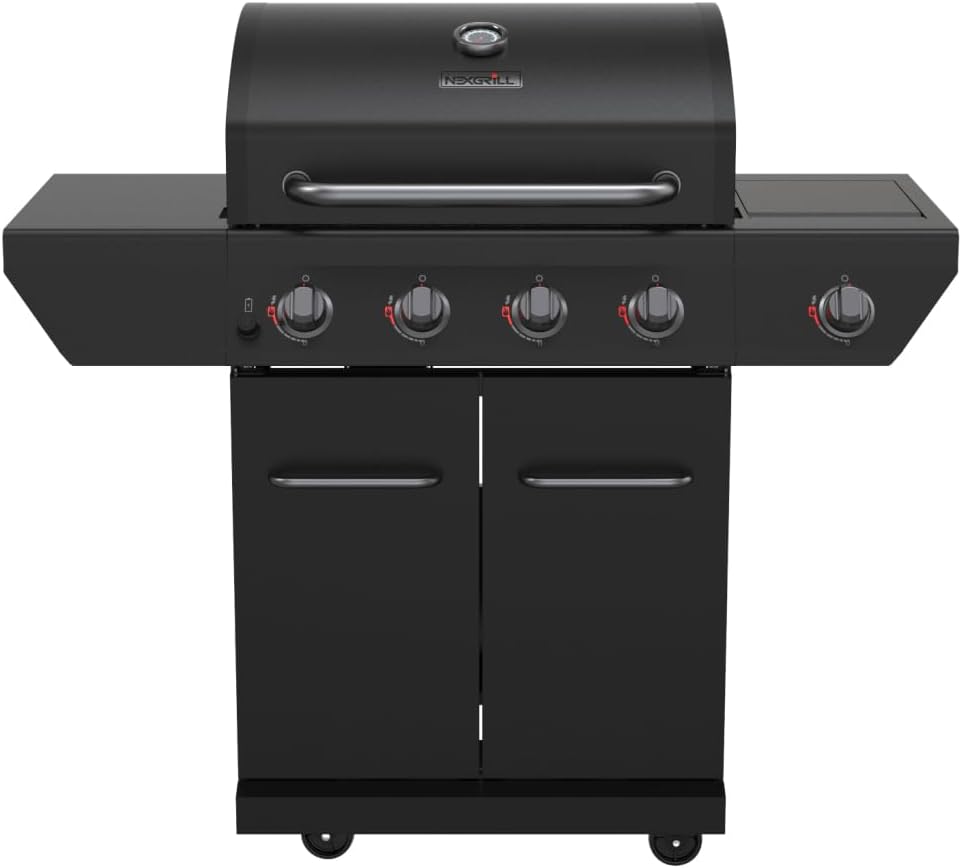 Nexgrill 4-Burner Propane Gas Grill with 2-In-1 Charcoal Tray & Side Burner, Stainless Steel Frame, 626 SQ In Total Cooking Space, 60,000 BTUs, BBQ Grill Perfect for Outdoor Gatherings - 720-1141