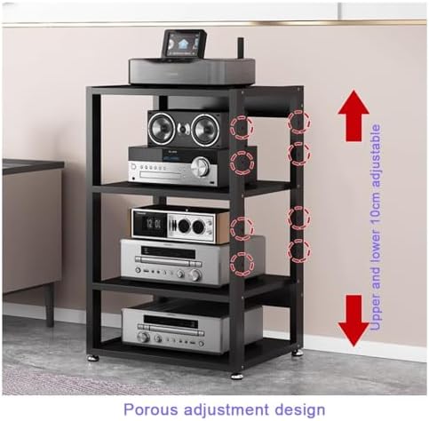 Heavy Duty AV Component Rack - 3 Tier Audio Stand for Amplifiers, Stereo Receivers & Turntables, Home Theater Media Storage, Black, 50x40x48.5CM