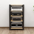Adjustable 3-Tier Stereo Rack Stand, AV Media Shelf for Audio Equipment, Reinforced Steel with Adjustable Footpads, Home Theater Furniture (Black, 60x51x60cm)