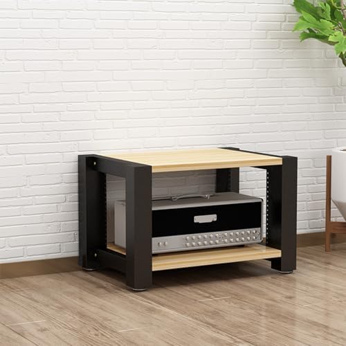 Adjustable 3-Tier Stereo Rack, AV Media Stand for Audio Equipment, Reinforced Steel with Adjustable Shelves & Footpads, Home Theater Furniture (Black, 60x51x60cm)