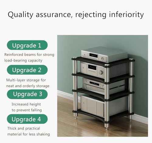 Stereo Cabinet Audio Rack Media Stand - HiFi Stereo Stand AV Cabinet for Home Theater - Stylish Audio Rack with Storage for Speakers and Equipment