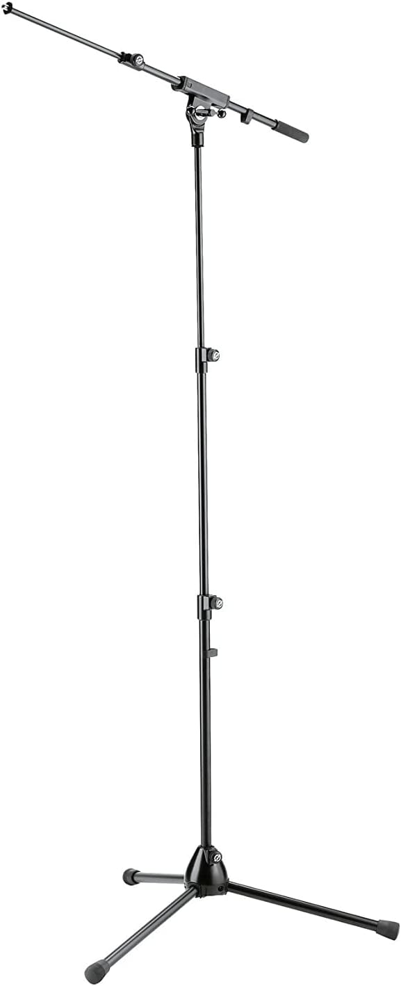 K&M Konig & Meyer 25200.500.55 Microphone Stand With 2 Piece Telescopic Boom Arm | Easy Height Adjustment | Folding Leg Design | Non-Slip Tripod Base | Pro Grade for all Musicians | German Made