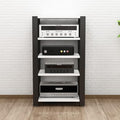 Adjustable 3-Tier Stereo Rack, AV Media Stand for Home Theater, Reinforced Steel Audio Equipment Stand with Adjustable Shelves & Footpads, 60x51x60cm, Black