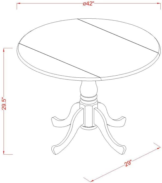 East West Furniture DLSI3-ABK-21 3 Piece Modern Dining Table Set Contains a Round Wooden Table with Dropleaf and 2 Blue Linen Fabric Upholstered Parson Chairs, 42x42 Inch, Wirebrushed Black