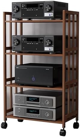 Modern 4-Tier Rolling Hi-Fi Stereo Stand for Audio Equipment & Media Devices - Versatile Storage Solution with Wheels for Home Theater & Music Systems
