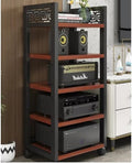 Stereo Cabinet AV Component Media Stand with Multi-Tier Shelves, Rolling Design for Easy Mobility, Adjustable Corner Shelf for Space Saving, Ideal for Audio Equipment and CD Storage