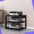 Heavy Duty AV Component Rack - 3 Tier Audio Stand for Amplifiers, Stereo Receivers & Turntables, Home Theater Media Storage, Black, 50x40x48.5CM