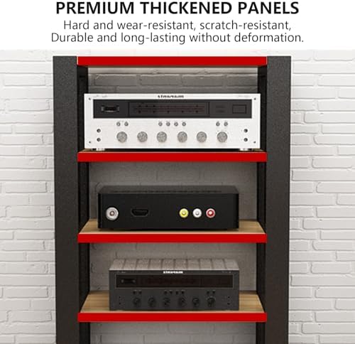 3-Tier AV Media Stand, Adjustable Audio Equipment Rack with Reinforced Steel, Home Theater Stereo Racks and Stands, 60x51x60cm, Sturdy Shelves, Adjustable Footpads, Black