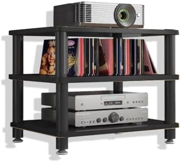 Sturdy 3-Tier HiFi Audio Rack & Amplifier Stand - Heavy Duty Speaker Organizer for Home Theater & Media Components - Black Console Shelf, Perfect for Audio Equipment