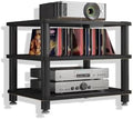 Sturdy 3-Tier HiFi Audio Rack & Amplifier Stand - Heavy Duty Speaker Organizer for Home Theater & Media Components - Black Console Shelf, Perfect for Audio Equipment