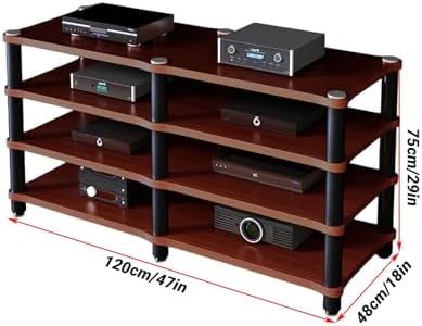 Modern Portable Media Storage Rack with Cable Management - Single Layer Audio Cabinet for HiFi Stereo Components & Entertainment Equipment