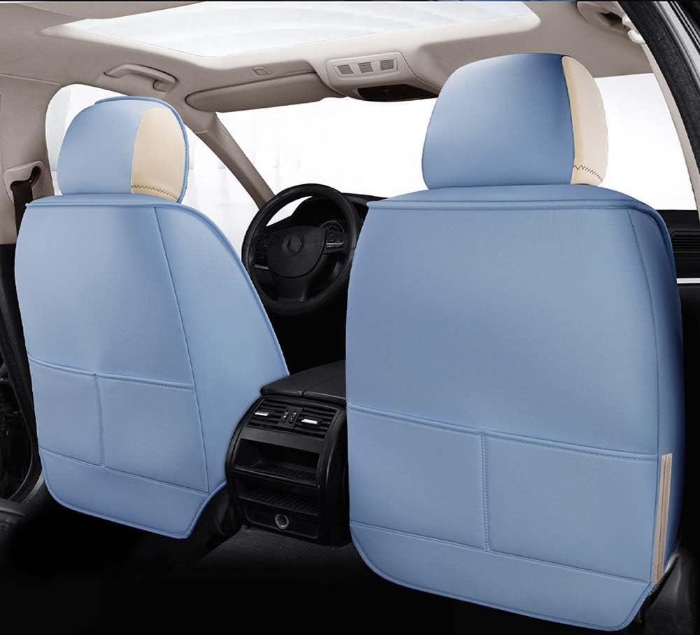 Sky Blue Car Seat Covers Full Set - Leather and Ice Silk Breathable Front and Rear Seat Covers for Women Men, Luxury Car Cushions