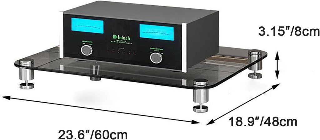 1/2/3/4 Tier Stereo Rack AV Media Stand with Tempered Glass Shelves, Audio Rack Tower CD Record Player Stereo Receiver AV Equipment Cabinet Display Stand,Clear,1 Tier