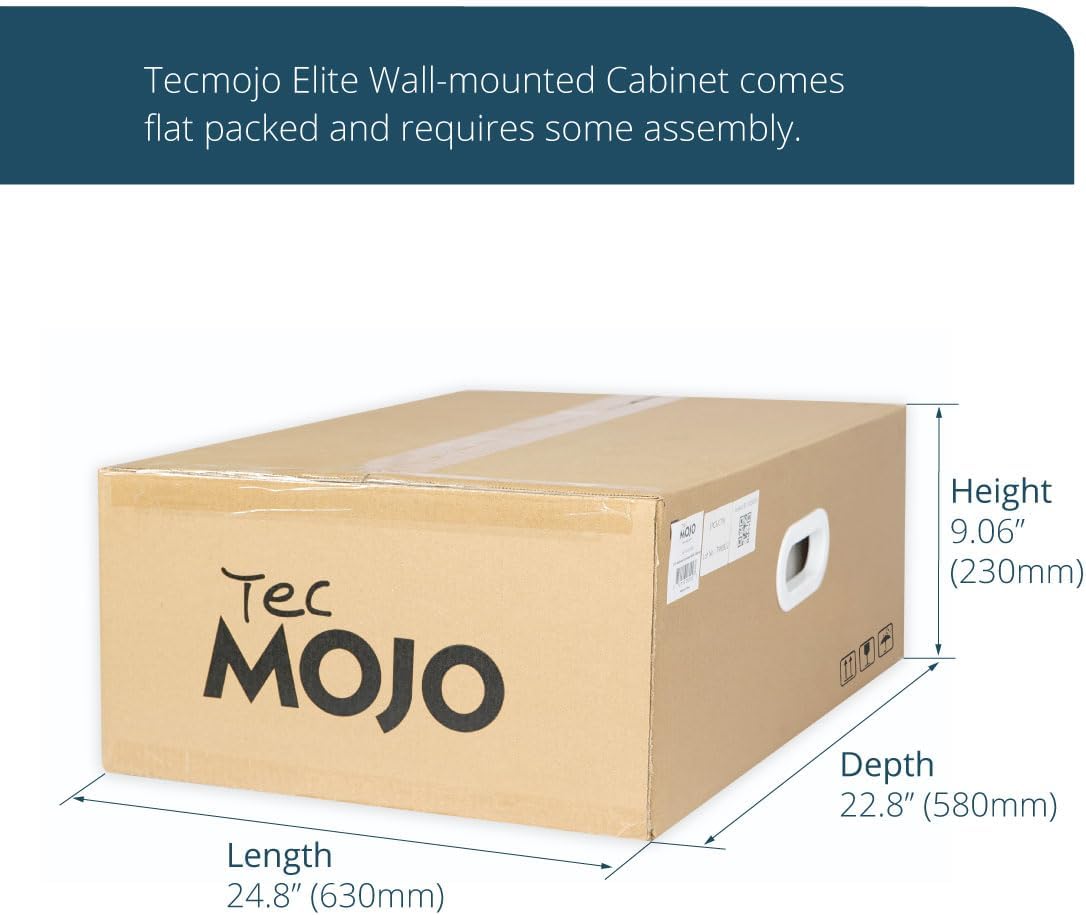 Tecmojo Elite Collection 6U Wall Mount Server Cabinet IT Network Rack Enclosure Lockable Door and Side Panels Black (Black, Elite/Glass/17.7inch Deep)