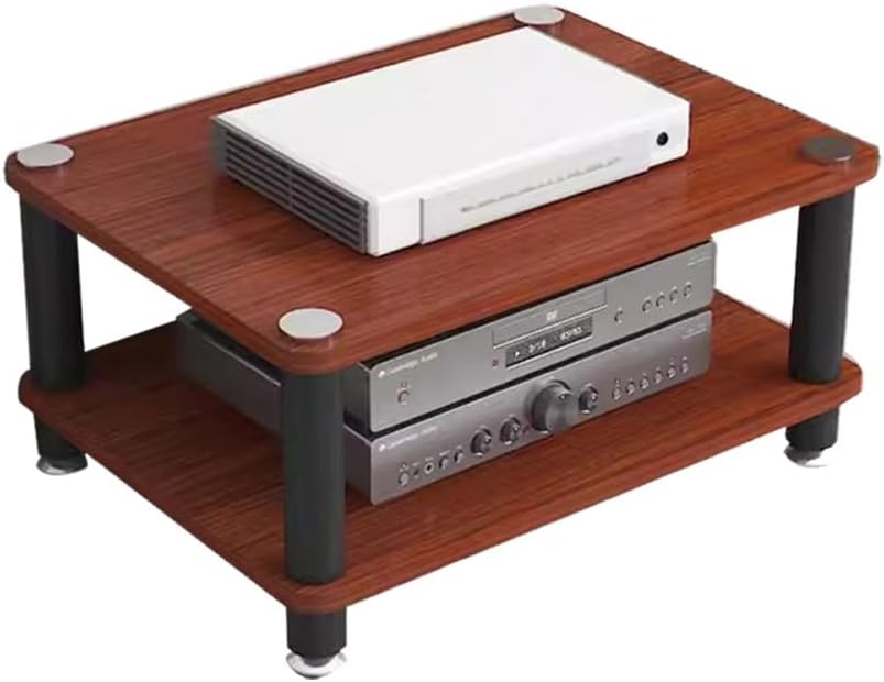 Modern 2-Tier Media Storage Cabinet Rack, Audio Tower Stand for TV & Stereo, Stylish Wood Media Console, Versatile 1/2/3/4-Tier Design, Red Finish