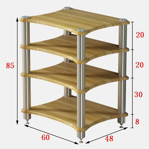 1/2/3/4 Tier Wooden AV Media Stand - Audio Video Component Cabinet, Office & Entertainment Storage Rack， for Stereo, CD Player, DJ & Home Theater Equipment(Pomelo Wood,4 Tier-60x50x80cm)