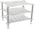 3-Tier Media Stand, Rack Audio Tower, Aluminum Alloy Storage Cabinet, with Shock-Absorbing Foot Spikes, for HiFi Audio Equipment, Amplifier, 430x340x320mm, Silver