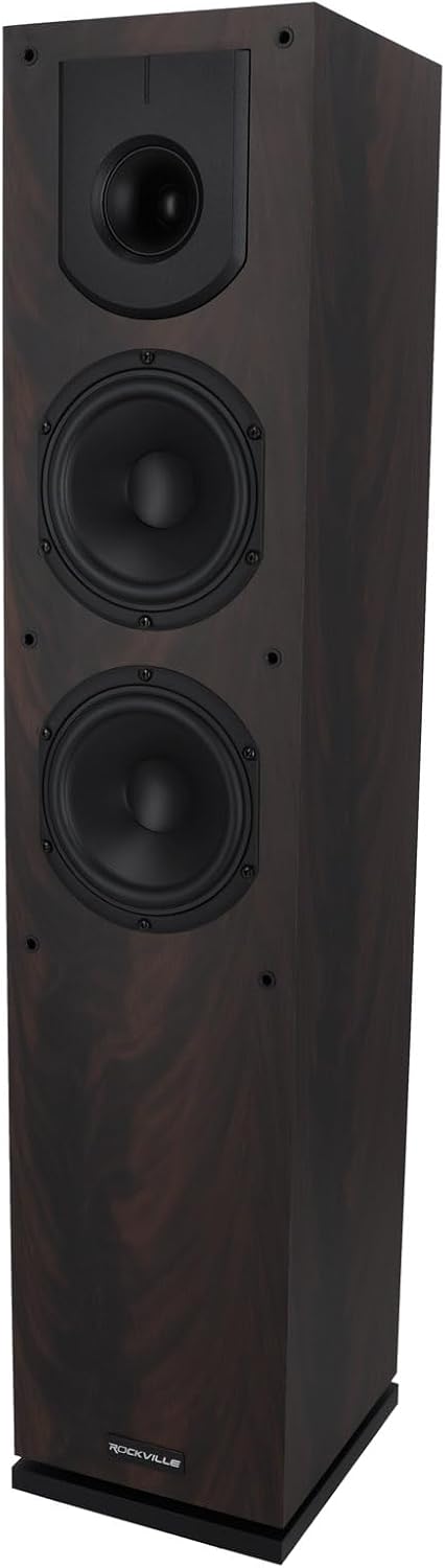 Rockville Pair Lux 654 Dark Woord Dual 6.5' Home Theater Stereo Tower Speakers, 160W RMS, 640W Peak, 8 Ohm, Silk Tweeter, MDF Audio Cabinet, 22Hz-20kHz, USA-Engineered, Vietnam-Made (2 Items)