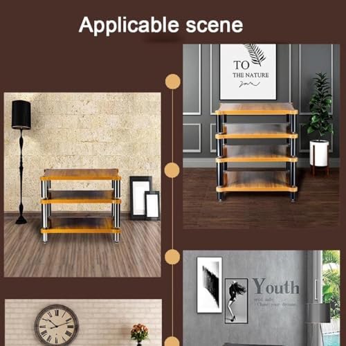 4-Tier HiFi AV Shelf - Solid Wood Audio Rack for Record Player and Equipment Storage