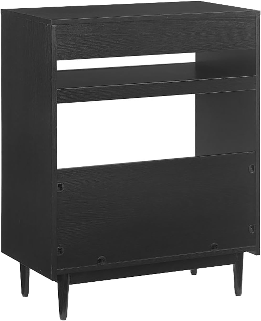 Crosley Furniture Liam Turntable Record Player Stand with Storage for Vinyl Records, Mid Century Modern, Black