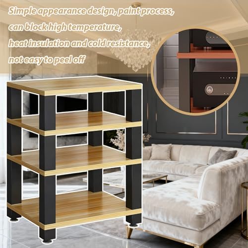 Light Walnut 3-Tier Audio Rack - Stylish Entertainment Stereo Storage for Game Rooms, KTV & Bars - Durable Component Display Stand, Ideal for Home & Commercial Use