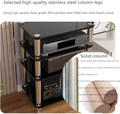 Corner Stereo Cabinet - AV Media Stand, Audio Rack & Video Shelving for Record Players, Entertainment Center & Home Theater - Stylish Audio Cabinet & Media Rack