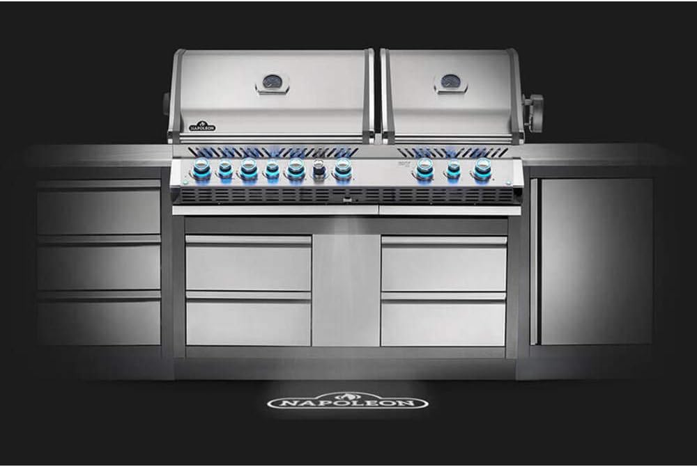 Napoleon BIPRO825RBIPSS-3 Built-in Prestige PRO 825 RBI Propane Gas Grill Head, sq.in. + Infrared Infrared Bottom andRear Burner, Stainless Steel