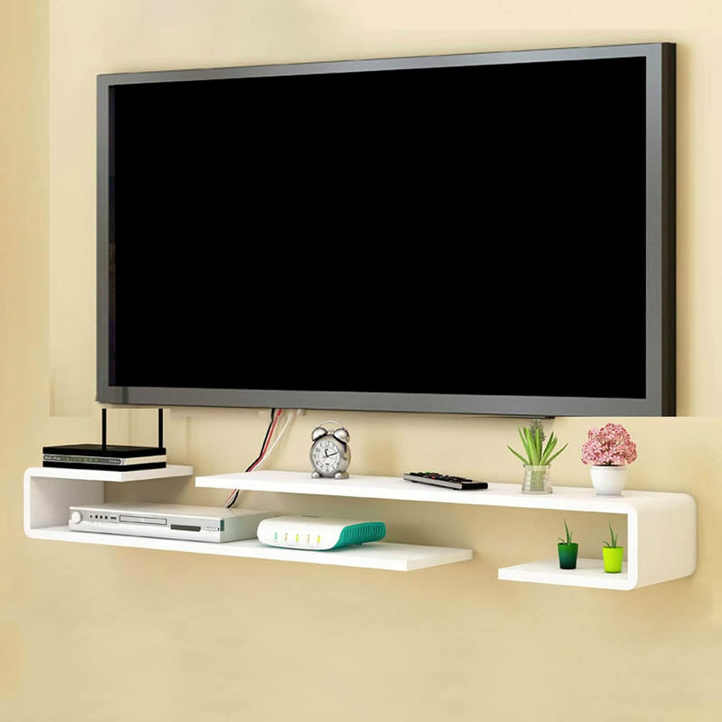 Wall mounted TV Shelf Decorative Wall Display Floating Shelf Wall Shelf TV Stand TV Media Console Audio-visual Equipment Shelves TV Board Wall-Mounted Cable Management Storage Shelf Gaming Shelf