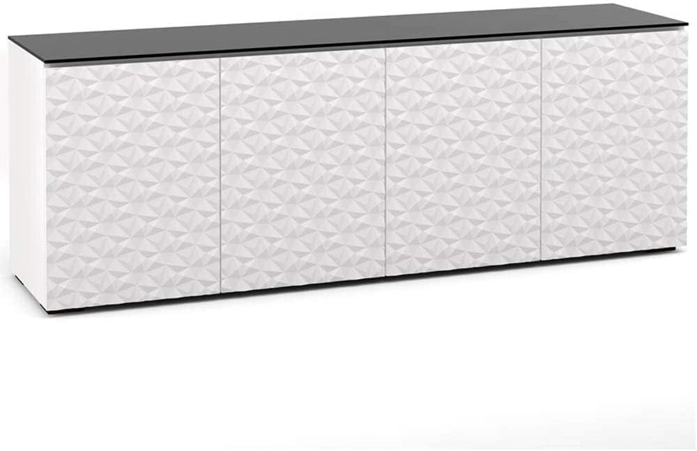 Salamander Chameleon Milan 347 - White/Black Glass Quad Width AV Cabinet