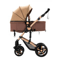2 in 1 Baby Stroller,Convertible Infant Stroller for Newborn and Toddler with Triangular Frame & Dual Spring Suspension,One-Click Folding(Khaki)