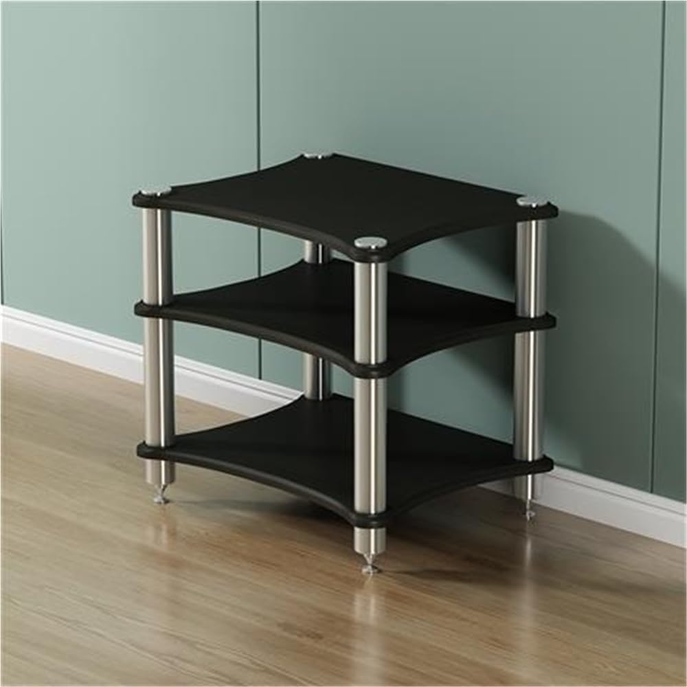 Multi-layer AV Media Stand, Audio Equipment Rack, Multifunctional Stereo Cabinet, Media Shelf for DVD Player 、Game Console、TV Box and WiFi Routert(Black,Large)