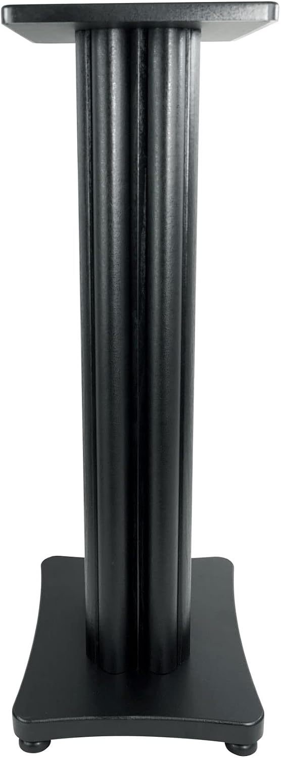 Rockville Pair SS28B Premium Black Wood Grain 28' Home Speaker Stands, 100lb Capacity, Solid MDF Wood, Dual Platforms, Spikes and Pads Included, for Home Theater and Studio Audiophiles