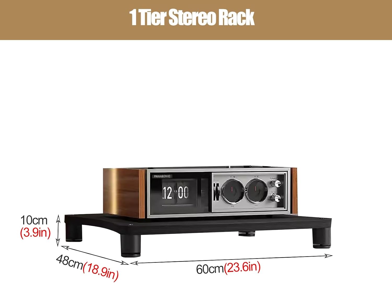 1/2/3/4-tier Audio Rack Av Tower Media Stand Electronics Equipment Shelf, Black Modern Component Cabinet Stereo Racks and Stands, HiFi Rack Audio-Video Shelving, Black-1tier