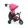 Joovy Tricycoo UL Kids Tricycle with 8 Stages Featuring 3 Rubber Tires, Removable and Adjustable Parent Handle, Safety Harness, 3-Position Recline Seat, and Retractable Canopy, Pink Crush